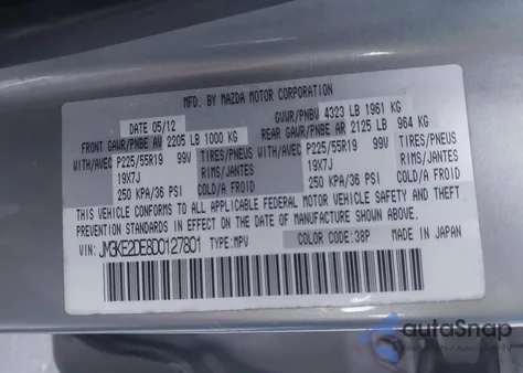 2013 Mazda Cx-5 Grand Touring from USA, damaged, VIN JM3KE2DE8D0127801